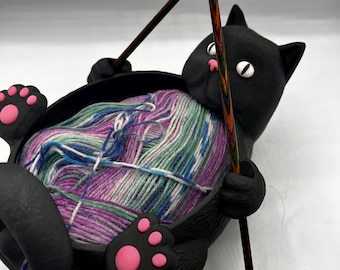 Custom Colour Playful Kitten Cat Yarn Bowl 3D printed in ECO friendly PLA