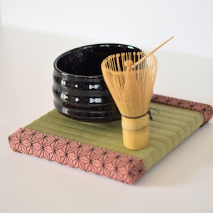 Handmade Mini Tatami Mat: Pink Asanoha Japanese Display Base