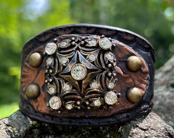 Bracciale in pelle Bling Western, polsino regolabile