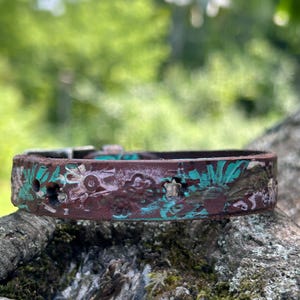 Pulsera de cuero marrón hecha a mano: Pulsera apilable bohemia turquesa