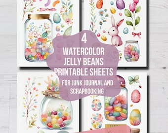 DRUCKBARE JELLY BEANS Clip Art, wunderliche Jelly Beans Aquarell Clipart Download, digitales Papier, druckbare Junk Journal Ostern Jelly Beans