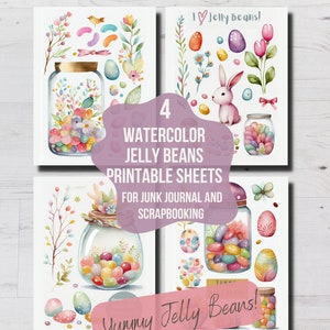 PRINTABLE JELLY BEANS Clip Art, Whimsical Jelly Beans Watercolor Clipart Download, Digital Paper, Printable Junk Journal Easter Jelly Beans