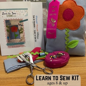Learn To Sew Sewing Kit For Kids SEW BY NUMBER Flower Pillow Beginner Sewing Kit Gift Kids Sewing Kit Children Learn to Sew Gift for Kids