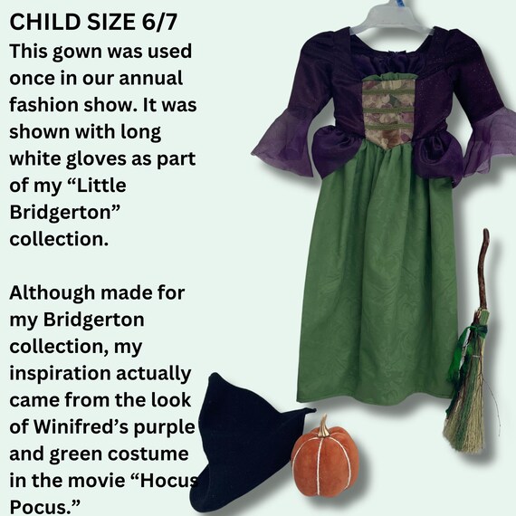 Purple and Green Witch Gown Size 6/7 Child's Handmade Historical Gown Kids Witch Costume Kids Historical Costume Masquerade Gown Winifred Purple and Green Witch Gown Size 6/7 Child's Handmade Historical Gown Kids Witch Costume Kids Historical Costume Masquerade Gown Winifred