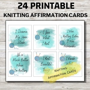 24 Baraja de cartas de afirmación positiva de tejido, tablero de visión imprimible para tejer, autocuidado Amor propio Tejer Inspiración imprimible, DIGITAL