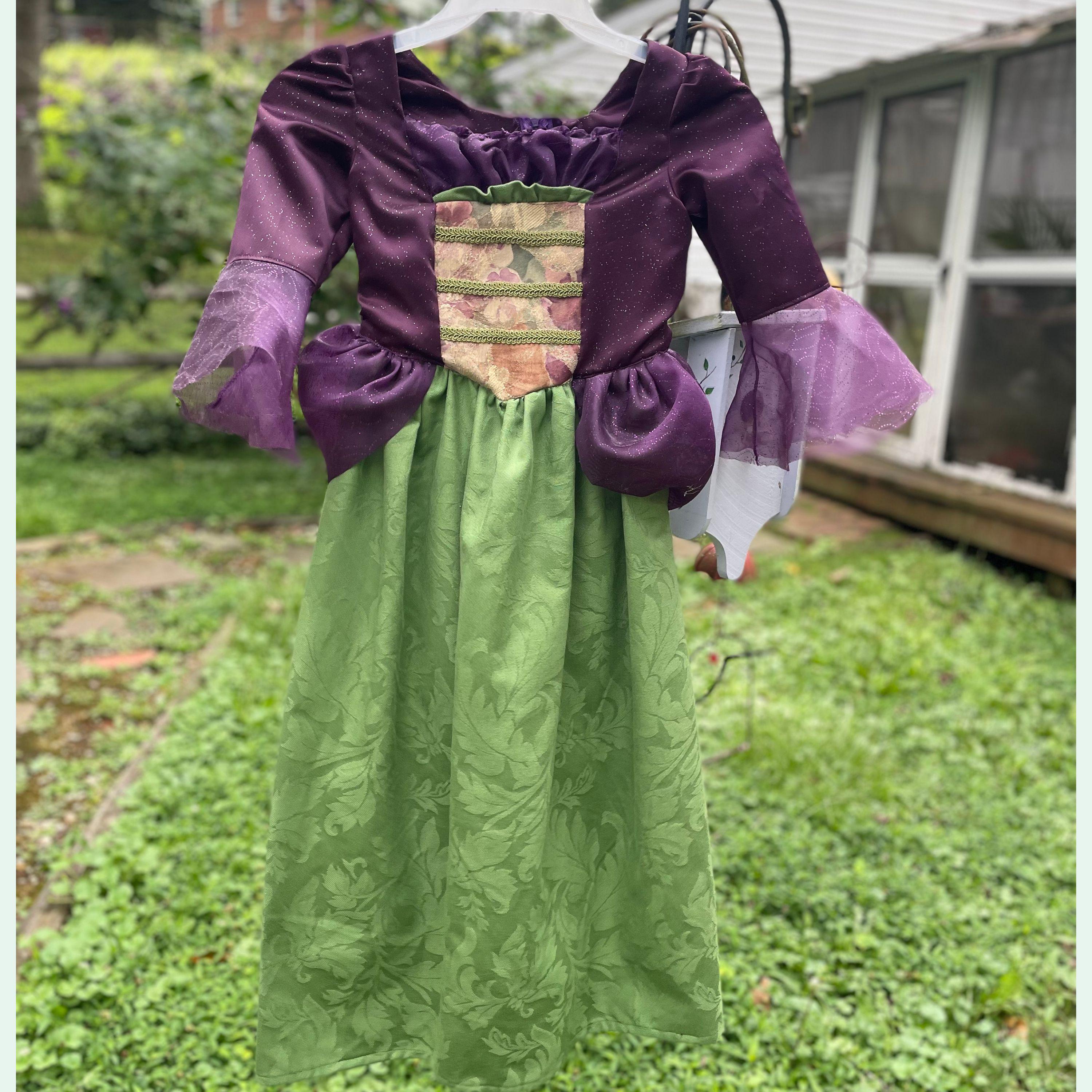 Purple and Green Witch Gown Size 6/7 Child's Handmade Historical Gown Kids Witch Costume Kids Historical Costume Masquerade Gown Winifred Purple and Green Witch Gown Size 6/7 Child's Handmade Historical Gown Kids Witch Costume Kids Historical Costume Masquerade Gown Winifred