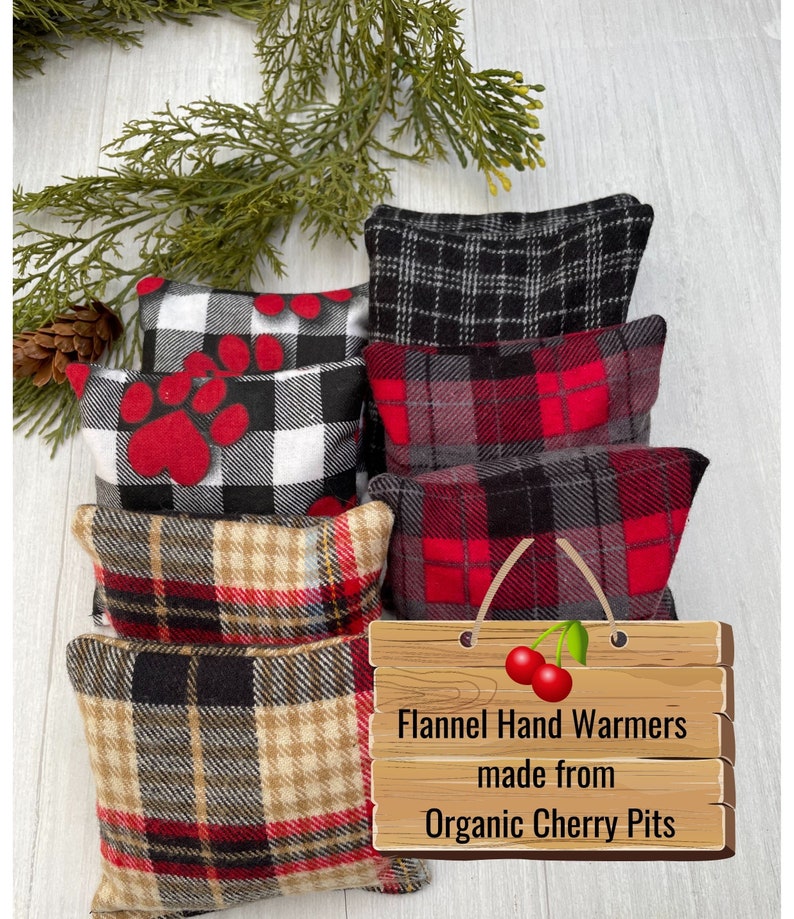 Set of Two Flannel Hand Warmers Natural Organic Dried Cherry Etsy