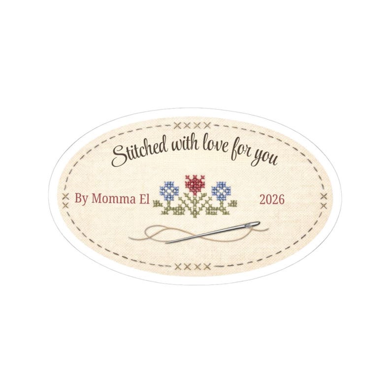 Personalized Cross-Stitch sticker, Stitched With Love Sticker Handmade Finishing Label for Framed Needlework, Craft Gifts Stitcher Keepsakes afbeelding 7
