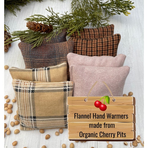Set of Two Flannel Hand Warmers Natural Organic Dried Cherry Etsy