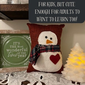 Snowman Learn to Sew Kit for Kids Learn to Sew Winter Pillow Sewing Kit for Children Ladies Winter Craft Night Sewing Kit by Hand or Machine