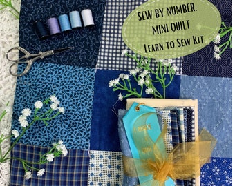 SEW BY NUMBER Precut Sewing Kit for Kids, Learn to Sew Kit for Children, Beginner Sewing Learn to Sew a Mini Quilt, Montessori Sewing Kit
