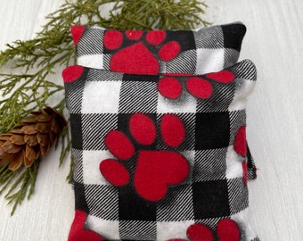 Natural Organic Dried Cherry Pit Hand Warmers Mens Stocking Stuffer Set of Two Flannel Hand Warmers Reusable Washable Flannel Hand Pads