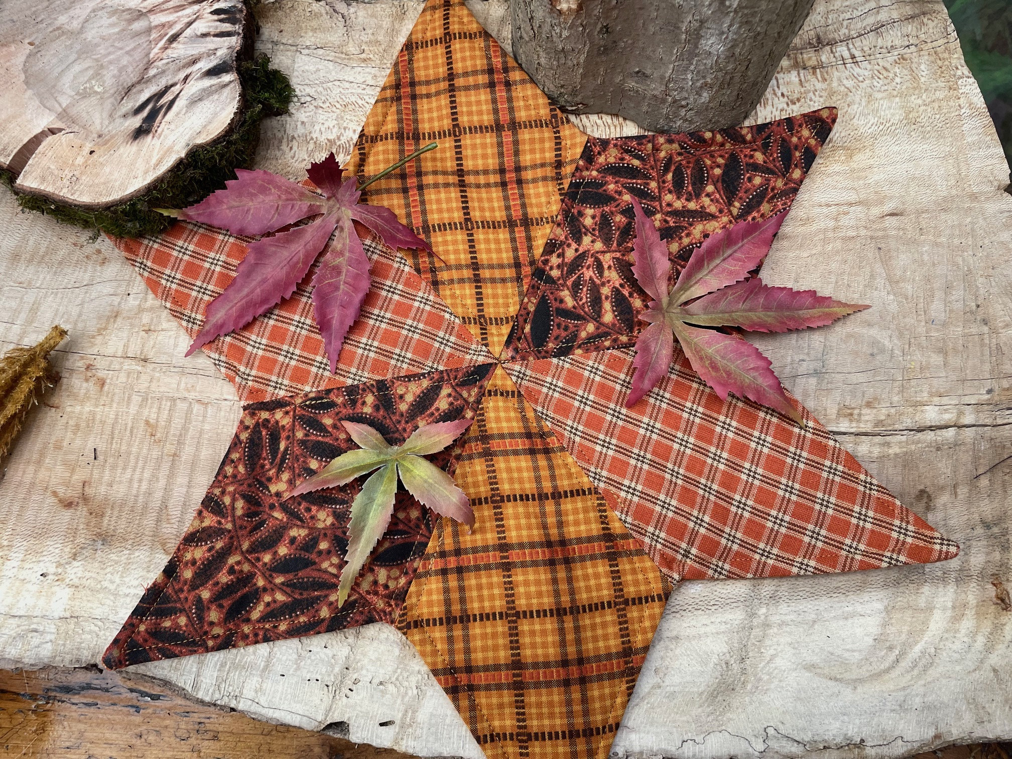 Quilted Autumn Fall Candle Mat Doily Farmhouse Country Housewarming Thanksgiving Gift Candle Mat Country Cottage Autumn Thanksgiving Decor