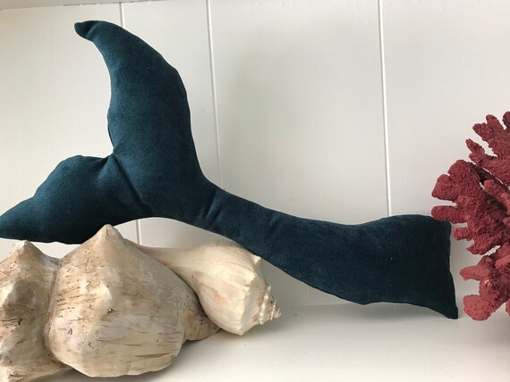 Dark Teal Suede Mermaid Tail Pillow For Beach Themed Room Ocean Front Decor Nursery Mermaid Decoration