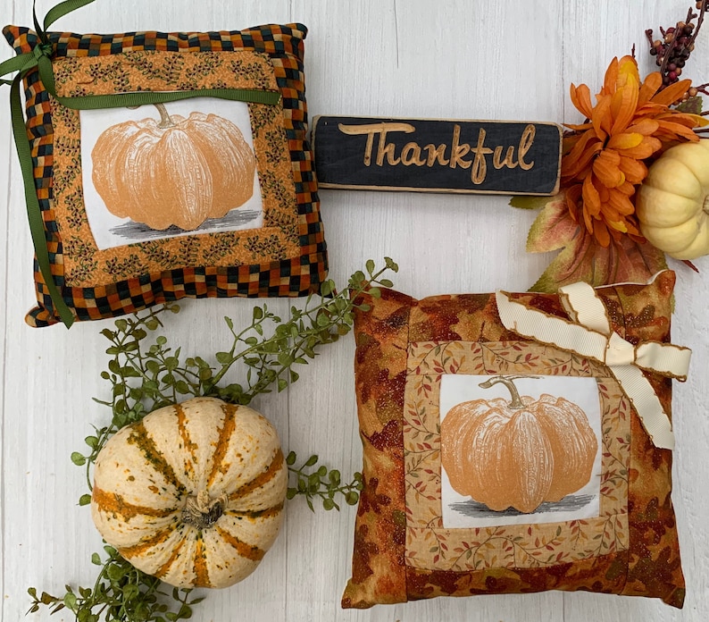 Fall Decor Decorative Thanksgiving Pumpkin Mini Pillow Thanksgiving Hostess Gift Small Pumpkin Patchwork Pillow Thanksgiving Decor