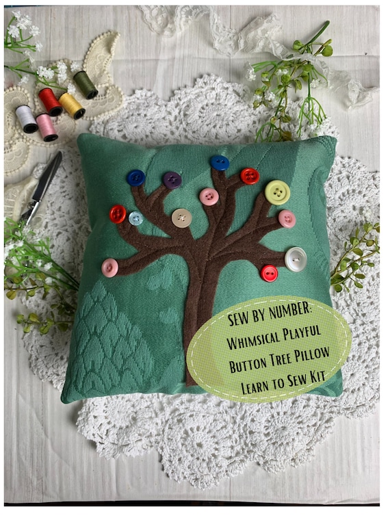 SEW BY NUMBER Learn to Sew Kit, Whimsical Playful Button Tree