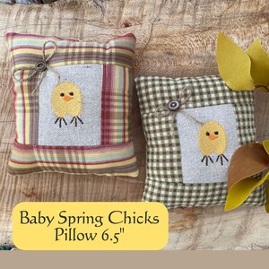 Embroidered Easter Spring Chick Mini Pillow, French Country Cottage Style Yellow Chick Easter Pillow, Small Farmhouse Rustic Easter Pillow