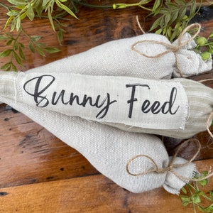 White Farmhouse Fabric Easter Carrots, Handmade Neutral Cream Fabric Bunny Feed Carrots, Bundle of Three Carrot Bowl Fillers Spring Decor