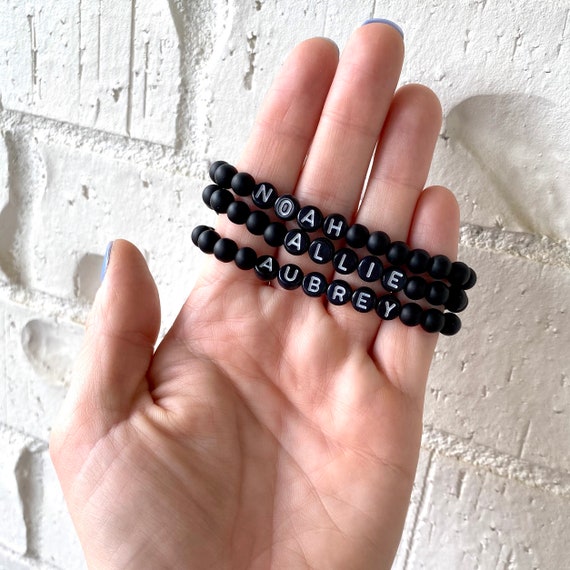 Matte Black Bracelet - Etsy | Black bracelets, Black beads, Bracelets
