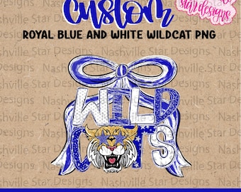Custom Royal and  Wildcats PNG | Preppy Wildcats Football Design | Game Day Football PNG | Wildcats Team Spirit Shirt Sublimation
