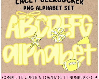 Light Yellow Seersucker Alpha PNG | Preppy Alphabet Digital Download | Lace Alphabet PNG | Sublimation PNG | Printable Letters | Doodle