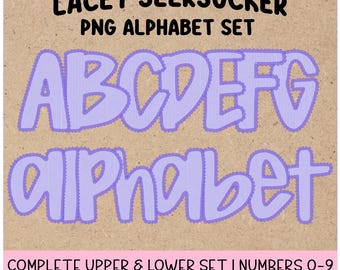 Purple Seersucker Preppy Alpha PNG | Digital Download Doodle Alphabet | Sublimation PNG | Printable Letters | Lace Alpha | Trendy Design