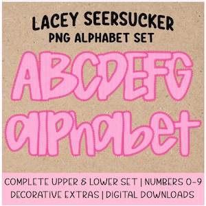 Preppy Alpha PNG Digital Download | Lace Alphabet PNG | Seersucker Doodle Alpha PNG | Sublimation png | Printable Letters | Alphabet Set