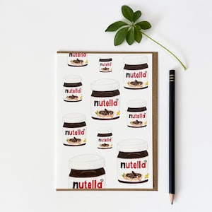 Carte de voeux au chocolat et aux noisettes / carte pour gourmets / impression d'art petite cuisine / aquarelle design rétro amusant et original / carte de petit déjeuner