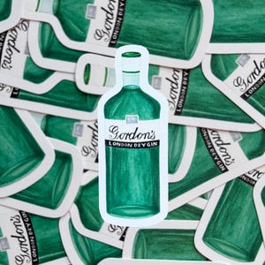 Enkele sticker jeneverfles / gestanst vinyl / glanzende afwerking / drankjes / schattig eigenzinnig plezier / handgemaakt / esthetische sticker / sticker voor laptop