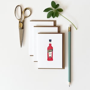 Spritz / set van 3 / miniwenskaart spritzcocktail / minibedankkaart / minicadeau / eigenzinnige verjaardagskaart voor haar / leuke kunstafdruk