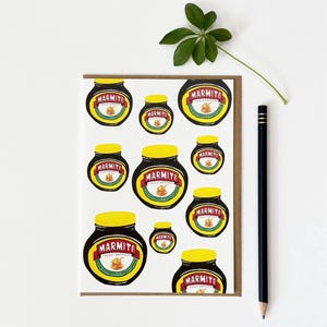Biglietto d'auguri con cibo spalmabile vegano / Stampa artistica con acquerello dal design retrò e divertente / Biglietto di alta qualità per buongustai / Biglietto artistico per la colazione