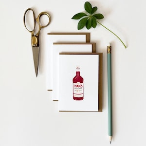 Zomercocktail Londen / pakket van 3 / mini-wenskaart / mini-bedankt / minicadeau / eigenzinnige grappige kunst kaart eten en drinken / blanco binnenkant