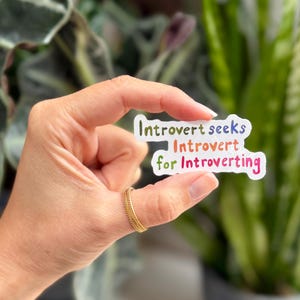 Introvert zoekt introvert citaat sticker/enkelvoudig gestanst vinyl/esthetische geestelijke gezondheid vriendschap liefde empowerment grappig bericht sticker
