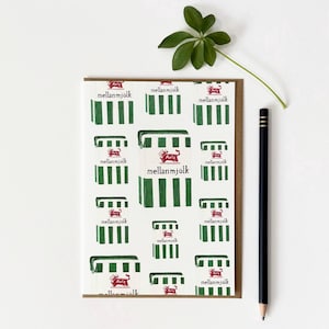 Zweedse wenskaart melkpak / Leuk eigenzinnig uniek ontwerp Zweedse verjaardagskaart / Kleine keuken Art Print / Wenskaart van topkwaliteit