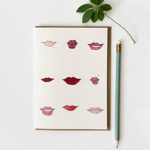 Tarjeta de felicitación de labios / Tarjeta romántica, sensual y femenina con acuarela / Tarjeta para mujer / Tarjeta feminista / Pintada a mano / Poder femenino / Lápiz labial