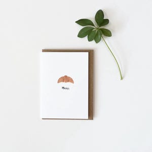 Merci Croissant Thank You Card / Minimalistic Greeting Card / Small Simple / Cute Mini Gift / French Thank You Note / Hand Painted