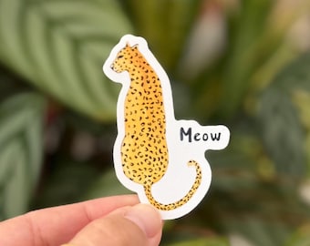 Pegatina con diseño de leopardo en acuarela / Vinilo brillante de larga duración