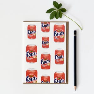 Orange Soda Grußkarte / Top Qualität handgemalte Aquarell Kunstdruck Karte / Retro Spaß schrulliges Design Lebendige Farben / Keep and Frame
