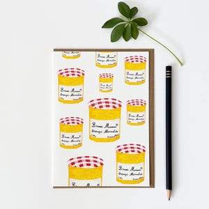 Frühstück Marmelade Marmeladenglas / Quirky Aquarell handgemachte Karte für Mama / Feinschmecker Grußkarte / Retro Fun Design / Hochwertige Karte