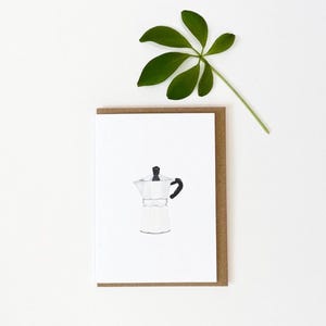 Carte de cafetière Moka Pot, mini impression d'art aquarelle