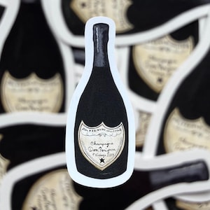 Adesivo decorativo singolo per bottiglia di champagne / Vinile fustellato lucido / Resistente all'acqua / Dipinto a mano, ideale per laptop, borracce e diari