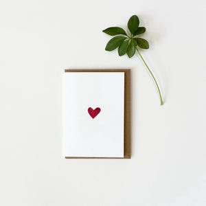 Herz Liebe / Minimalistische Grusskarte / Kleine Karte / Mini Geschenk / Dankeskarte / Jubiläums Karte / Liebesnotiz / leeres Aquarell