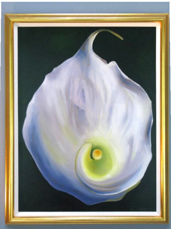 CALLA, original oil painting on canvas. Painting of Calla Lilly. 21 x 26 3/4 x 1 7/8". Calla Lily. Lily. Framed. Free Shipping to USA.