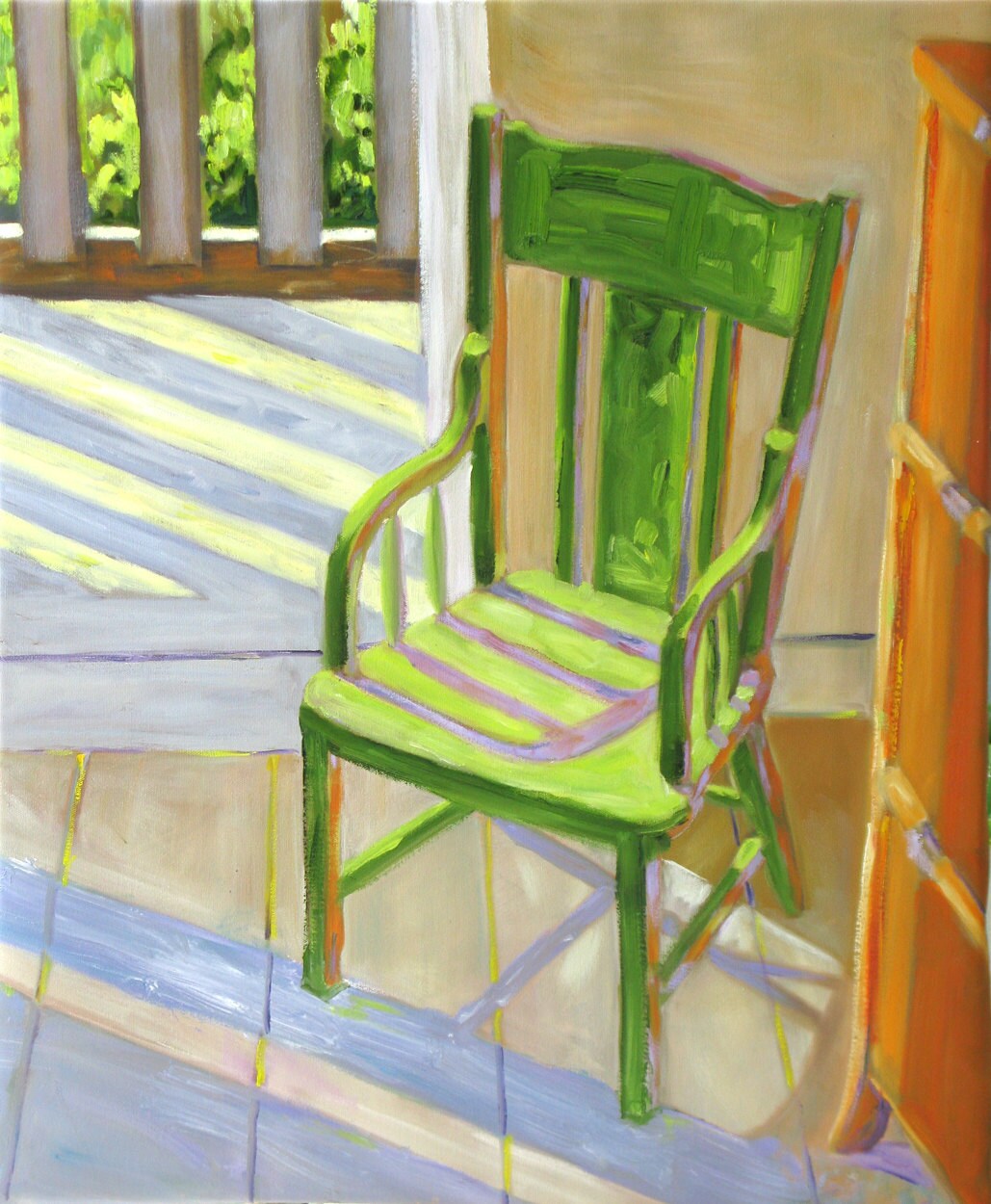 Cottage Chair. Original oil painting. Canvas. Chair painting. Cottage