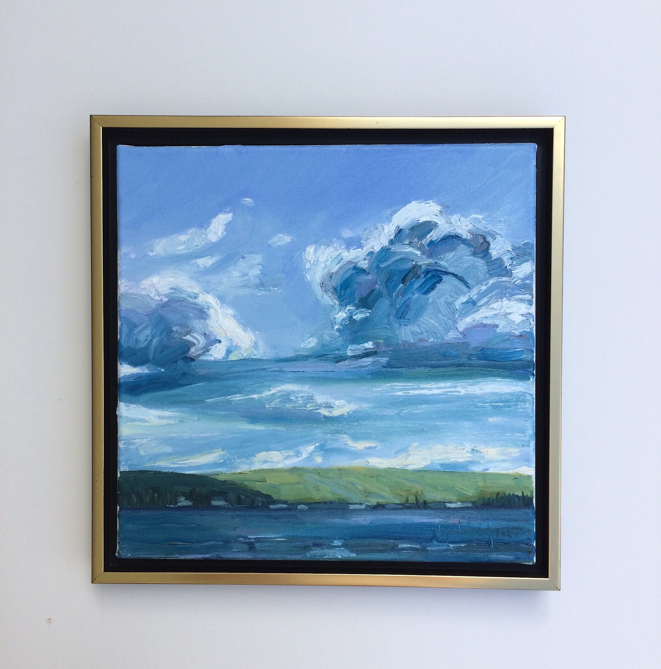 Blue Heaven, Framed original 12 x 12 x 3/4 oil painting