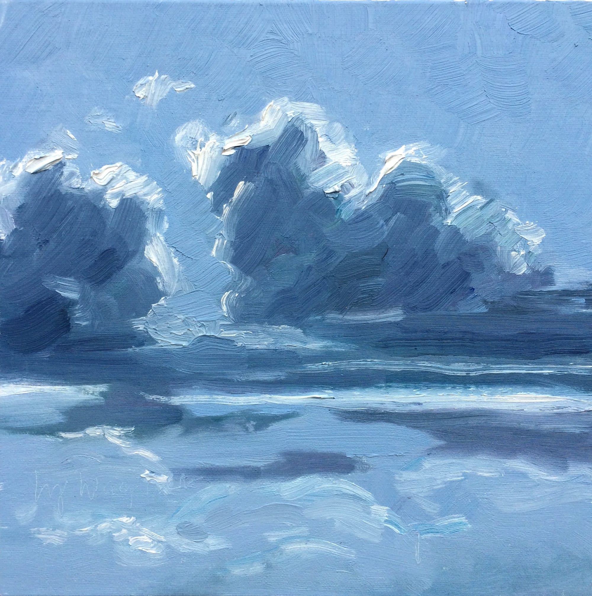 Heavenly Clouds, Season Sale. Original oil painting on 8 x 8 linen