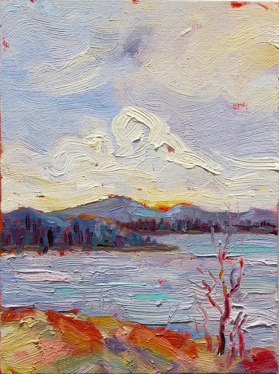 First Light, Framed 6 x 8" original oil painting on canvas panel. Landscape. Plein Aire Framed. Yvonne Wagner. Free Shipping to USA.