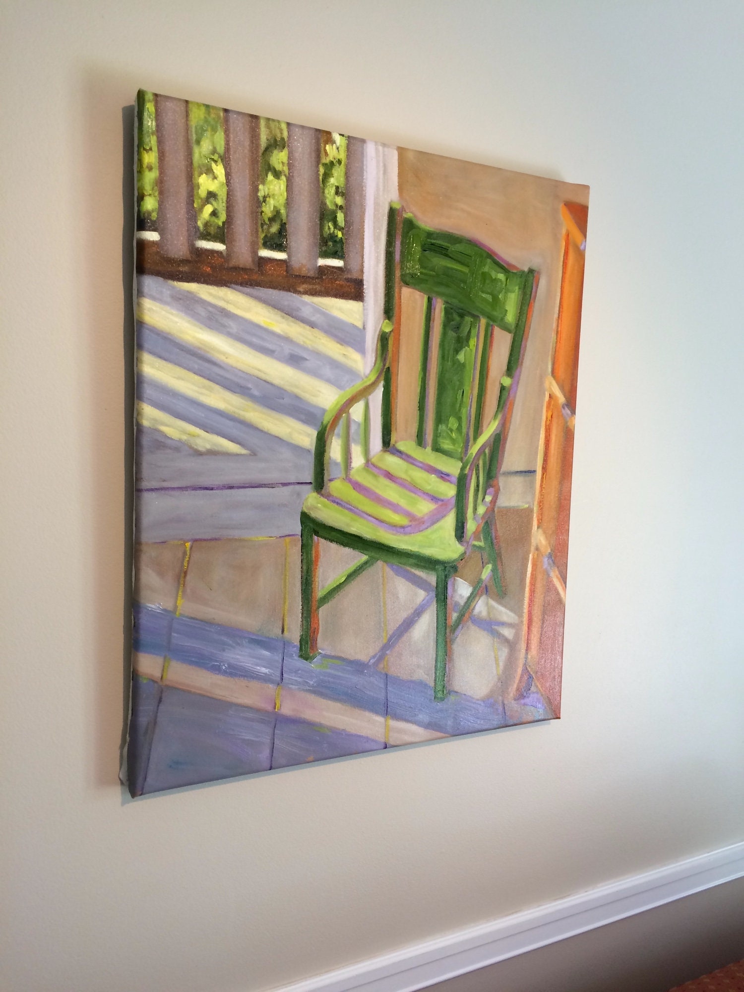 Cottage Chair. Original oil painting. Canvas. Chair painting. Cottage painting. Summer. Chair