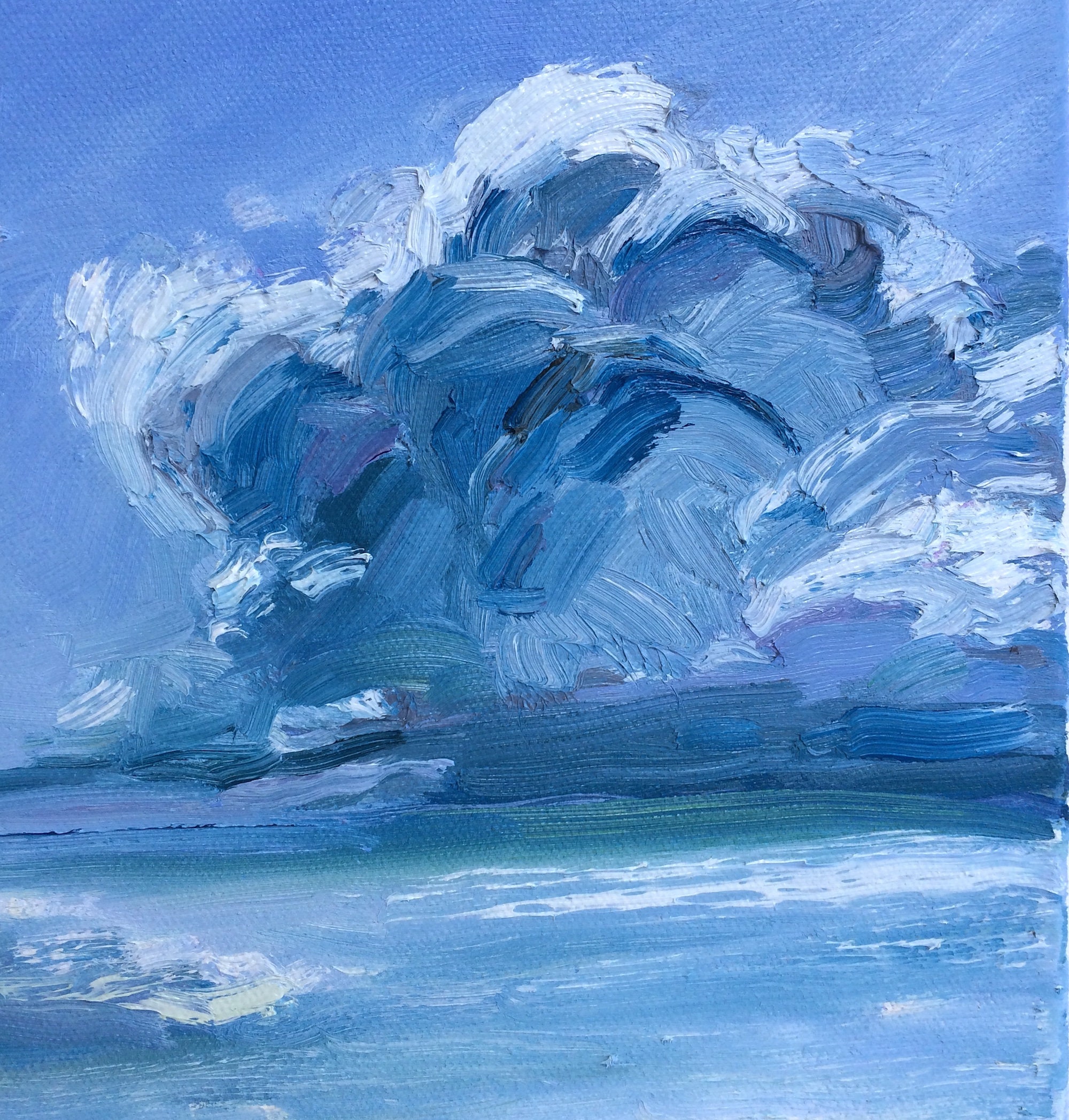 Blue Heaven, Framed original 12 x 12 x 3/4 oil painting