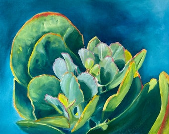 Kalanchoe Oil Painting: Original Botanical Succulent Art (20x16)